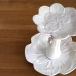 White Two Tiered Cake Stand / High Tea Stand / Cup..