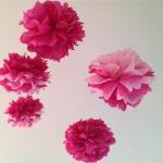 Pink Tissue Paper Pom Poms 5 Nursery Mobile / Baby..