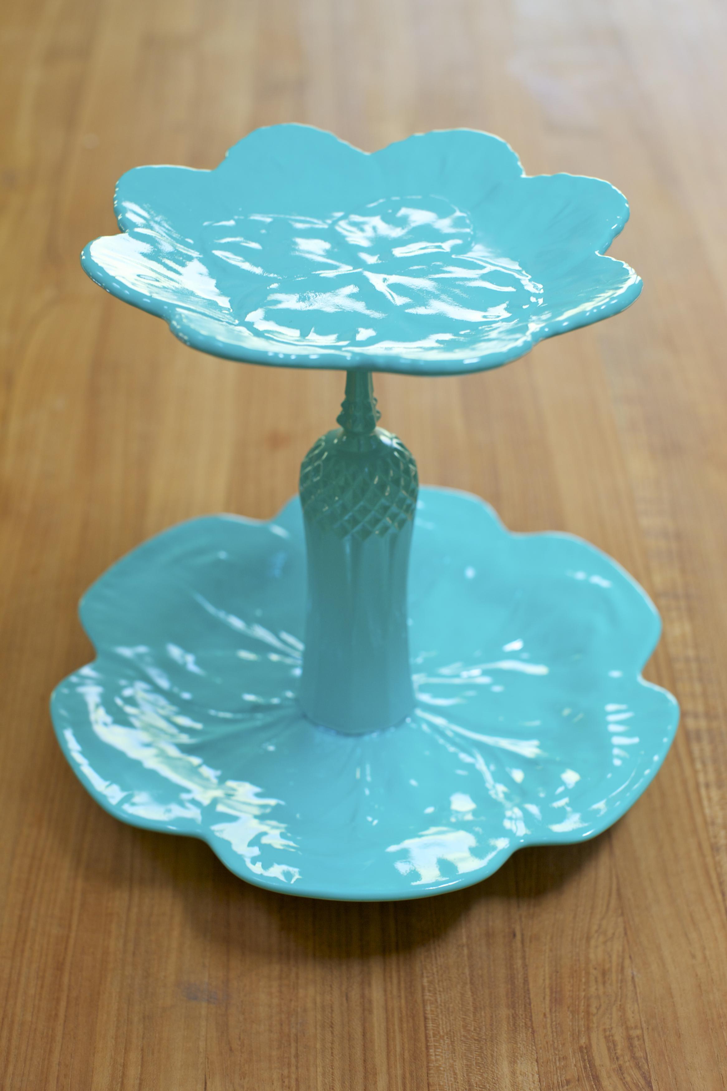 Tiffany Blue Two Tiered Cake Stand / Cup Cake Pedestal / Multi-purpose ...